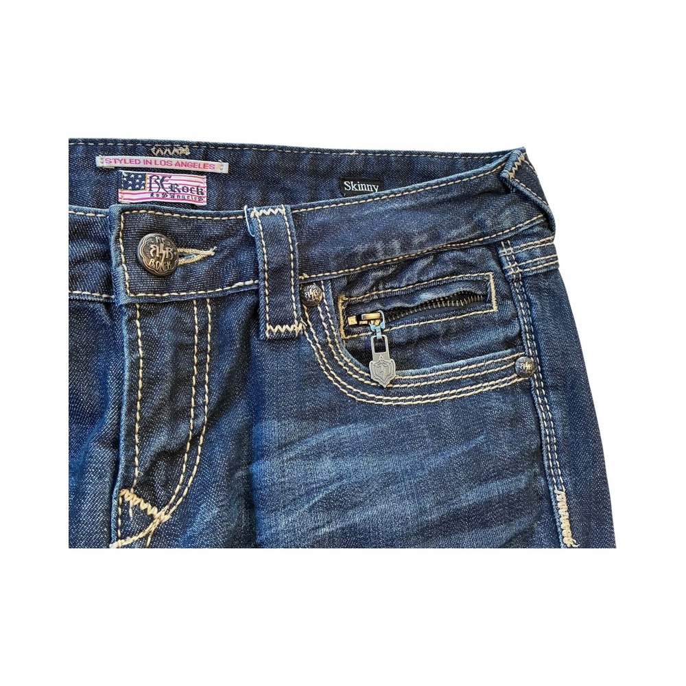 ReRock Republic Jeans Womens 8R Dark‎ Wash Denim Skinny Embellished Pockets - Picture 7 of 11